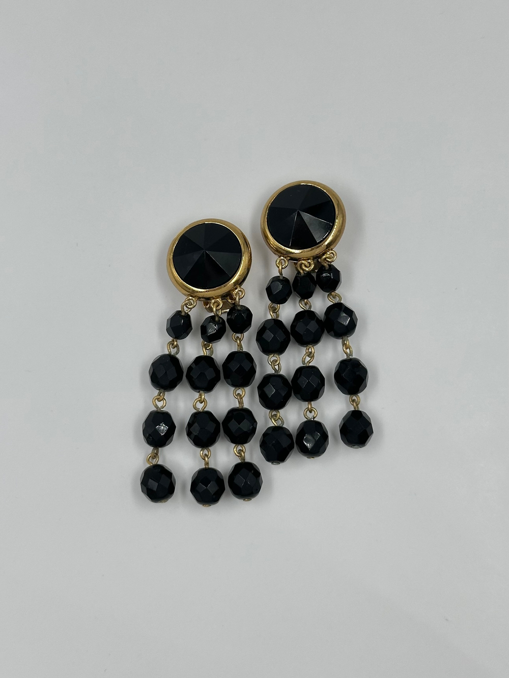 Клипсы с подвесками из чёрных бусин Sonia Rykiel