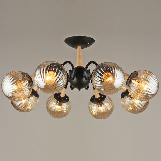 Люстра потолочная Reluce E27 04886-0.3-08 BK+WOOD