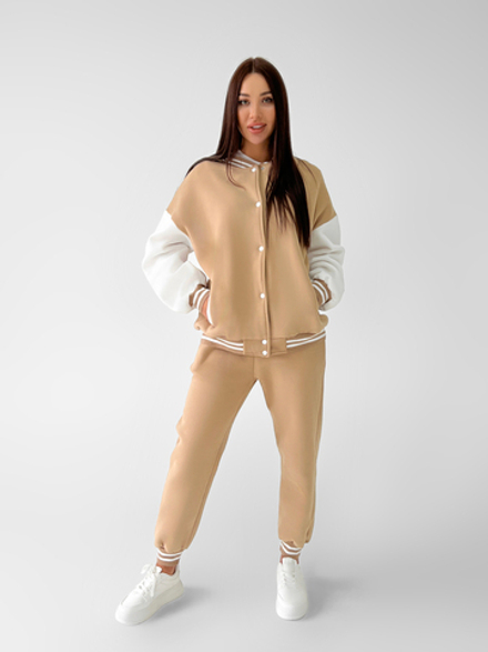 Костюм JN 8115 на флисе из бомбера на кнопках и штанов на резинке