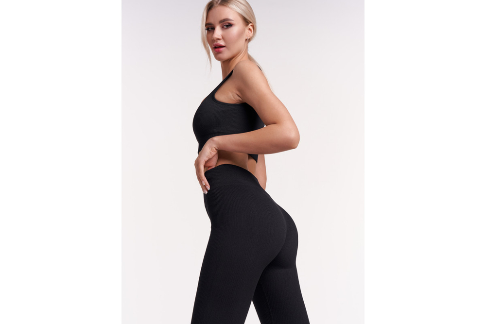 Леггинсы Urbanfit в рубчик, размер M, черный