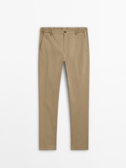 Massimo Dutti Зауженные брюки из твила, цвет верблюжьей шерсти