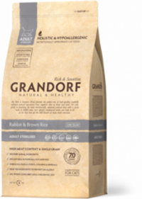 Grandorf 2кг Sterilised Сухой корм для стерилизованных кошек Кролик и бурый рис