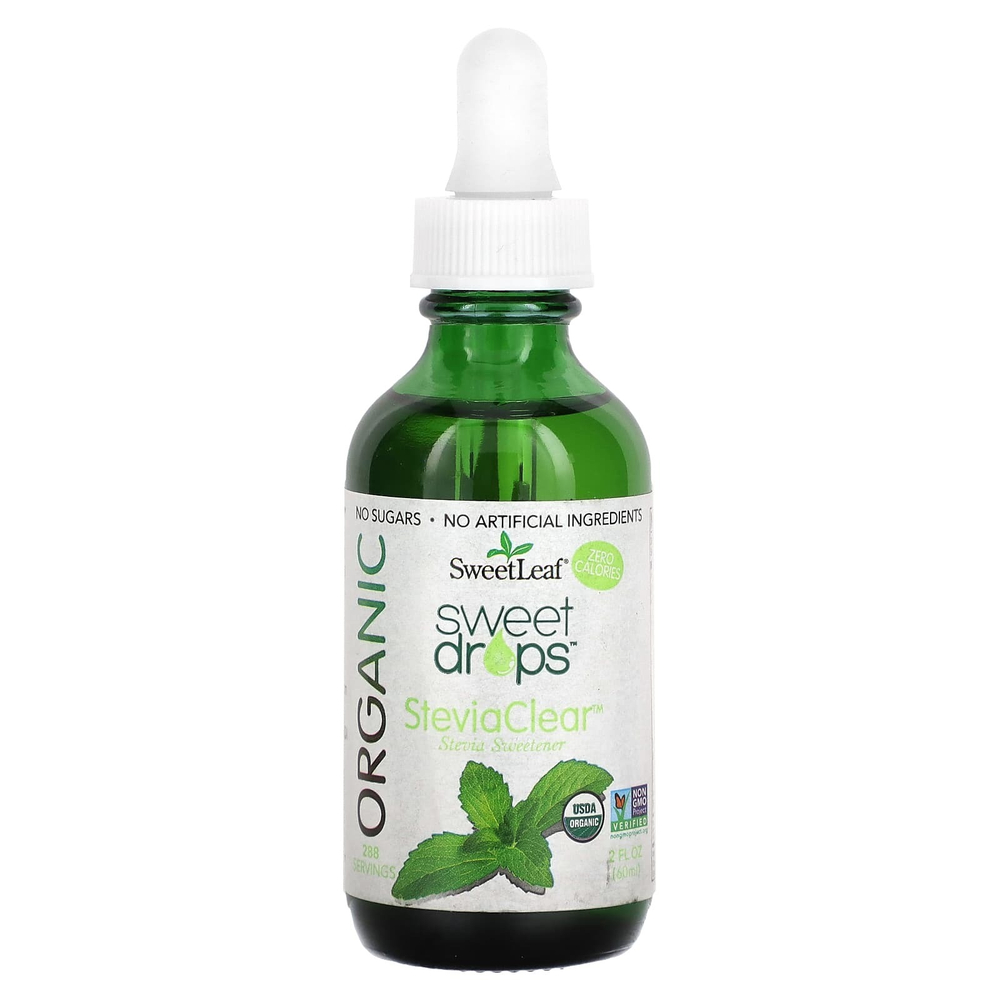 SweetLeaf Stevia, Органические сладкие капли, SteviaClear, 60 мл (2 жидк. Унции)