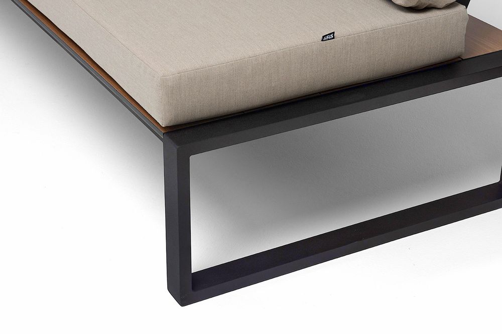 "Тулон" правый модуль, каркас алюминий, HPL "дуб", черный муар, ткань бежевая 15052