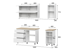 Кухонный гарнитур Токио (1,6м) Белый текстурный/Дуб Сонома