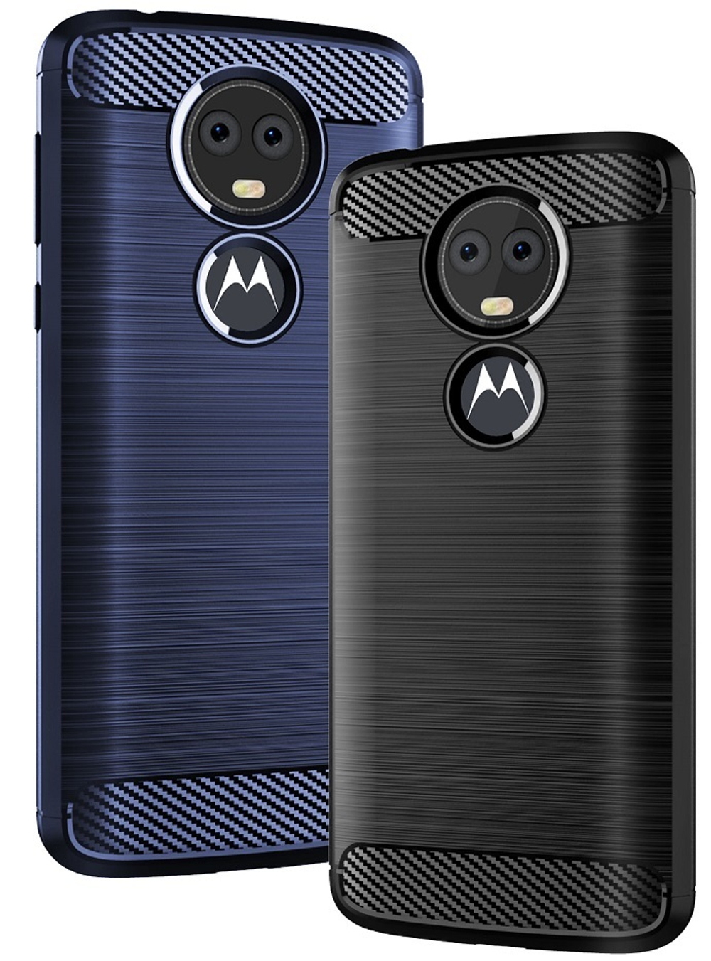 Чехол для Motorola Moto E5 Plus (E5 Supra) цвет Blue (синий), серия Carbon от Caseport