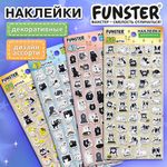 Наклейки декоративные "Забавные зверята", 17,5х9 см, ассорти 4 вида, FUNSTER (ФАНСТЕР), 666097