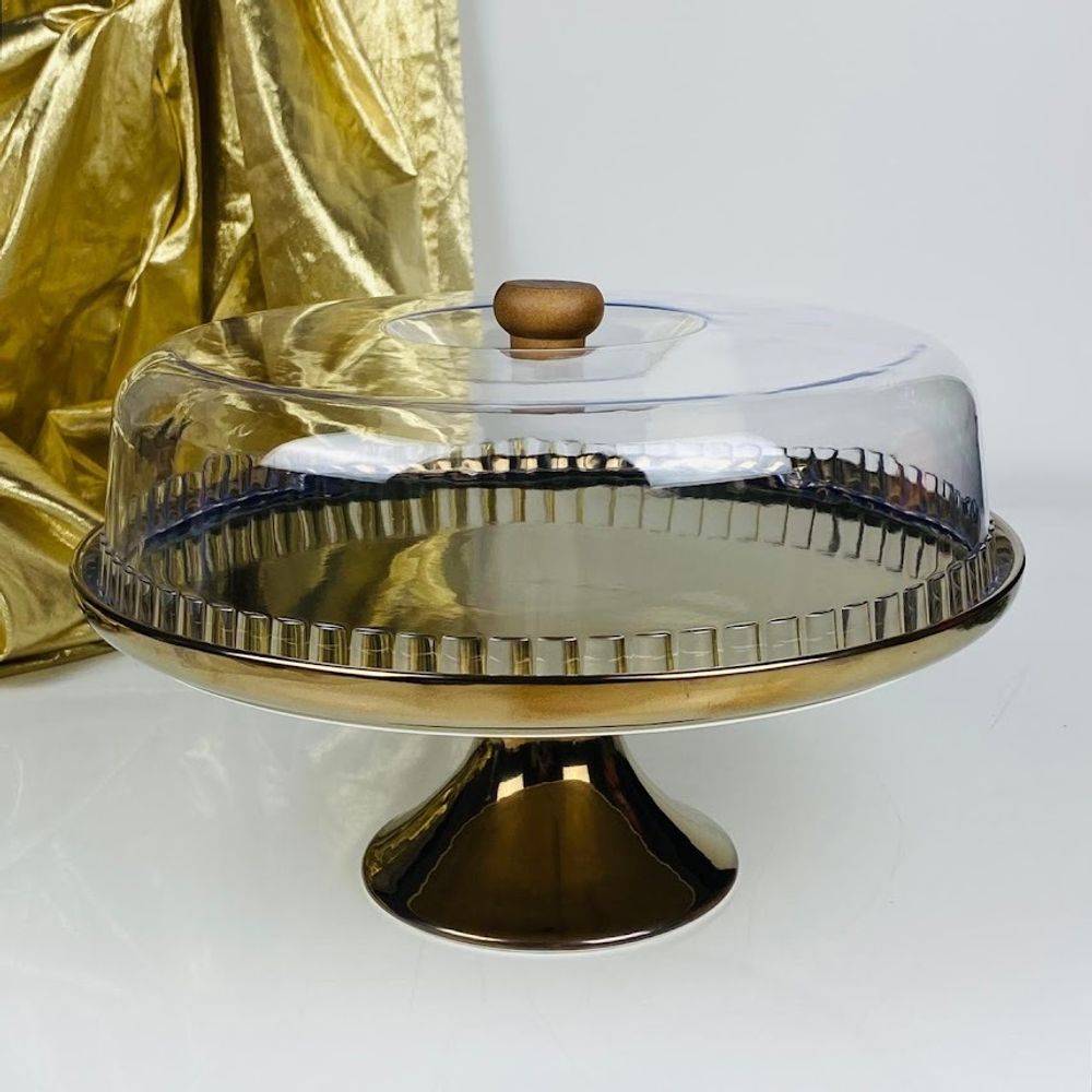 Lenardi 232-004 Тортовница 28,5х26см на ножке с крышкой ВИНТАЖ в под.уп.(х4)Фарфор