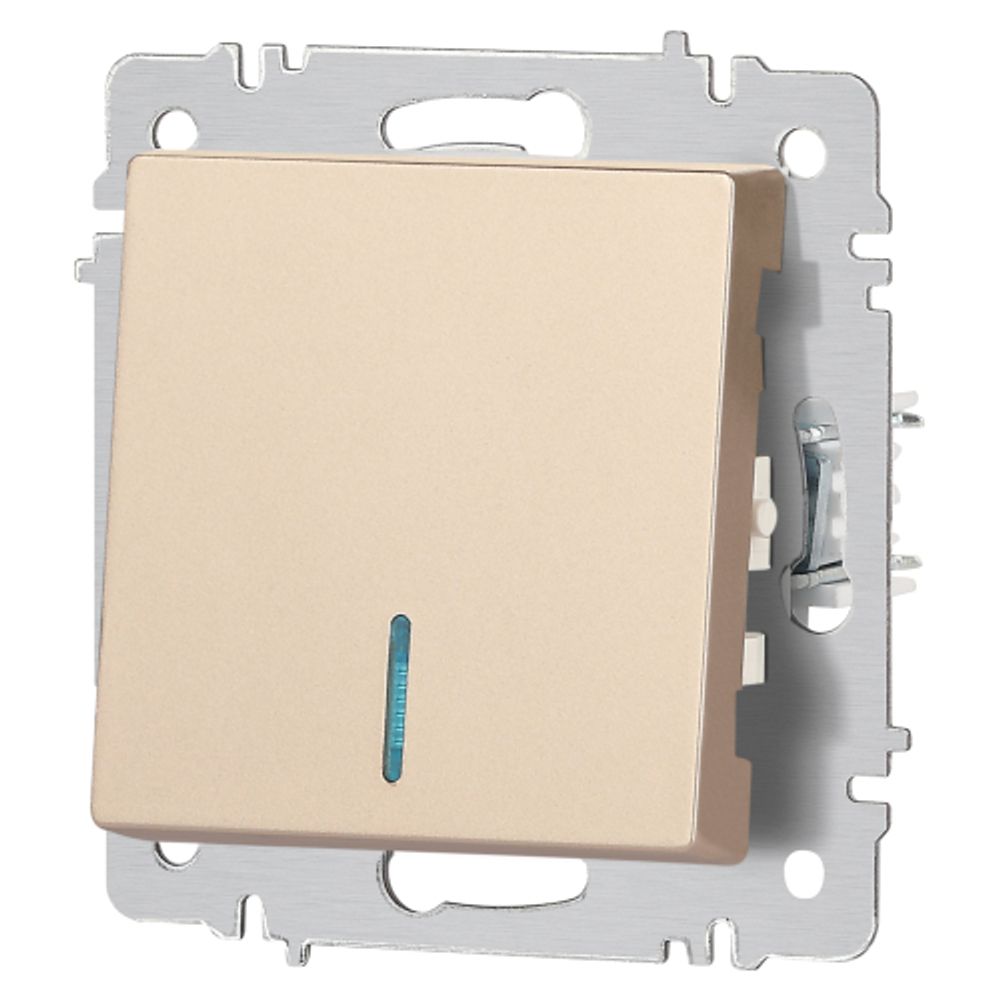 Выключатель Intro Accent 6-102-04 с подсветкой, 10А-250В, IP20, СУ, AL/CU, шампань