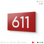 Номер на дверь 611, табличка на дверь для офиса, квартиры, кабинета, аудитории, склада, красная 120х70 мм, Айдентика Технолоджи