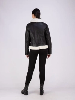 Дубленка зимняя натуральная короткая авиатор Турция