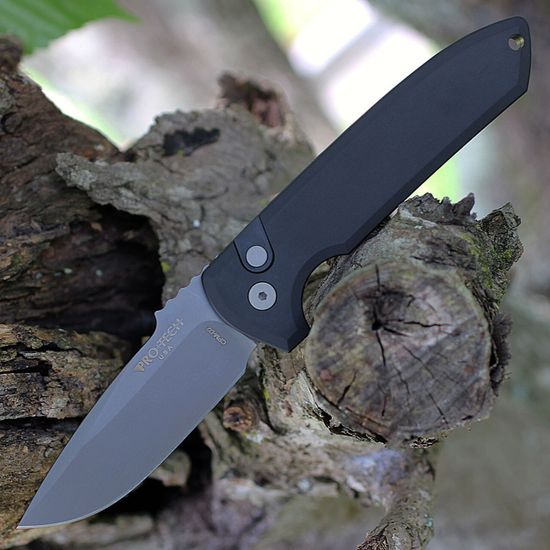 Автоматический нож Pro-Tech PTLG321-D2 Rockeye - алюм. черн. рук-ть, клинок Smoky Grey CPM-D2