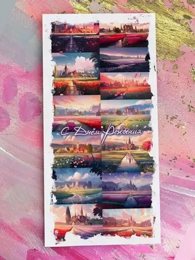 Открытка Евро «С Днем Рождения (пейзажи)» E20