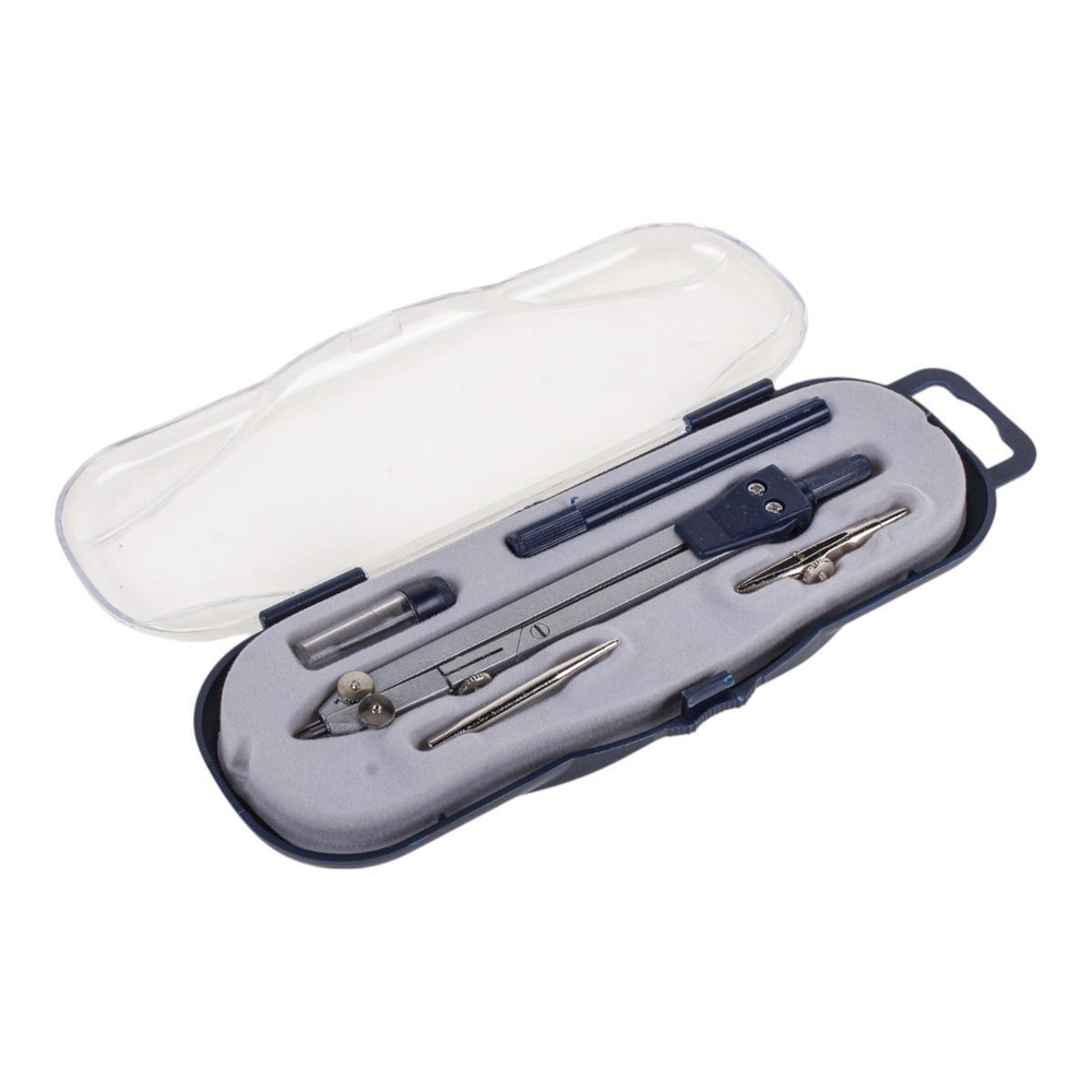 Готовальня 5 предм: циркуль,стержень графитовый,восьмиуг.столб,пласт.футляр