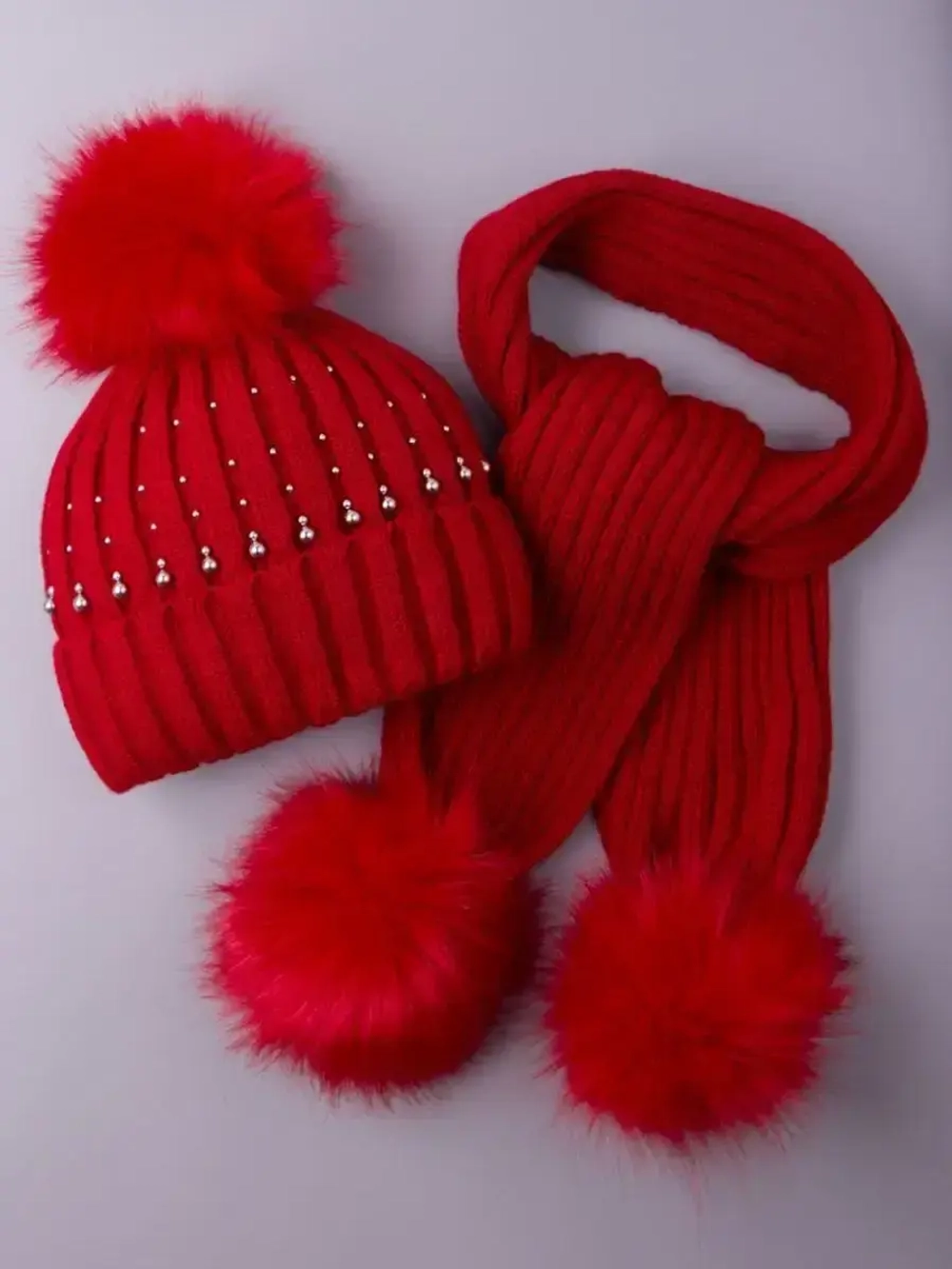 Шапка для девочки зимняя вязаная и шарф