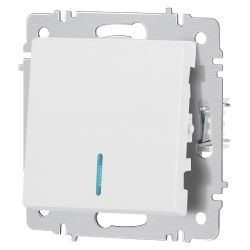 Выключатель Intro Accent 6-102-01М с подсветкой, 10А-250В, IP20, СУ, AL/CU, белый матовый