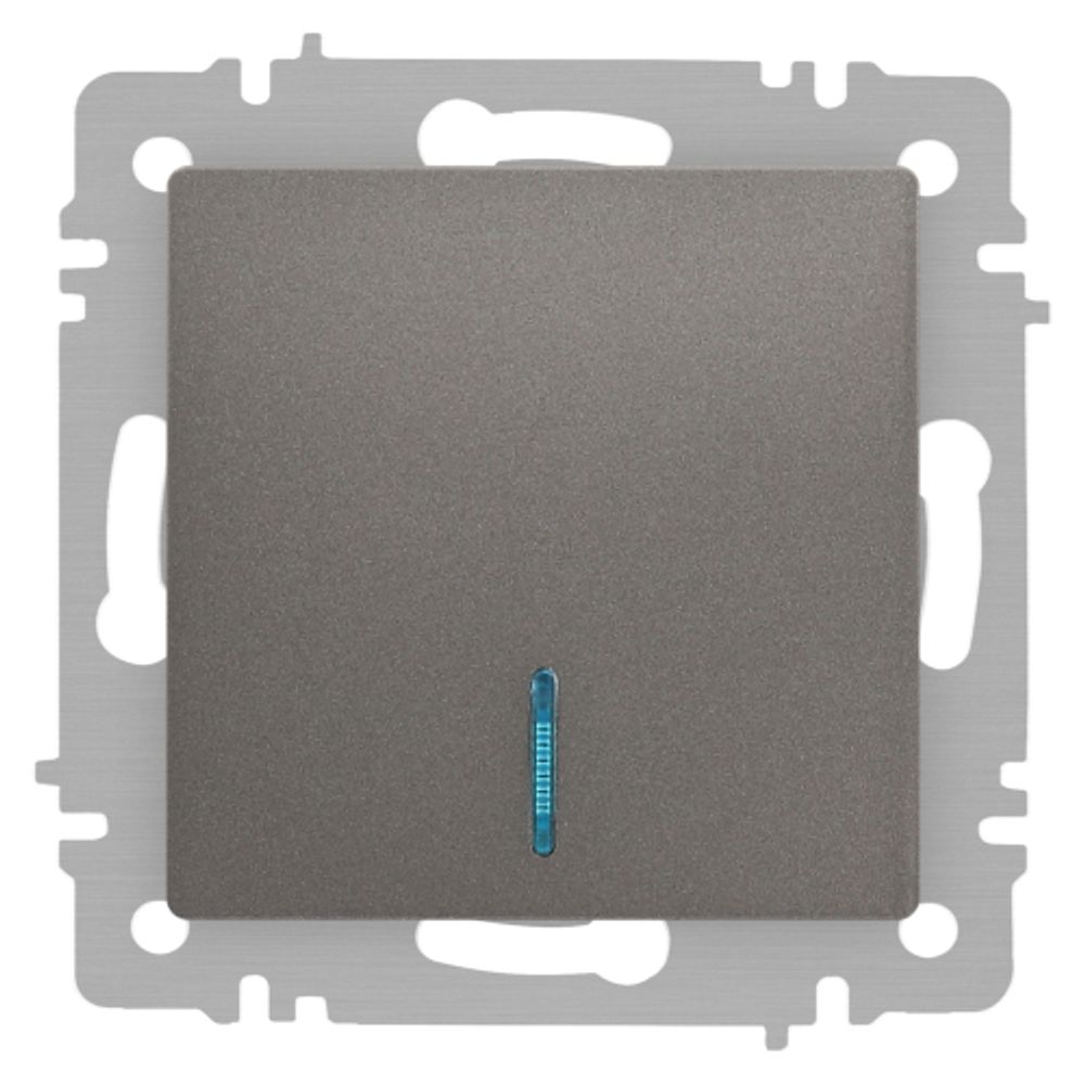 Выключатель Intro Accent 6-102-09 с подсветкой, 10А-250В, IP20, СУ, AL/CU, титан | Intro