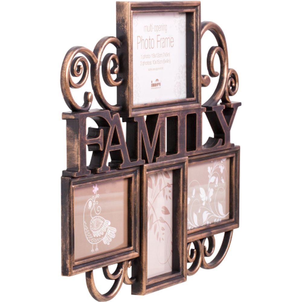 Innova PI04983 фоторамка 4 фото 3 х 10*15, 1 х 13*18 Milano II Family бронза, пластик | Innova