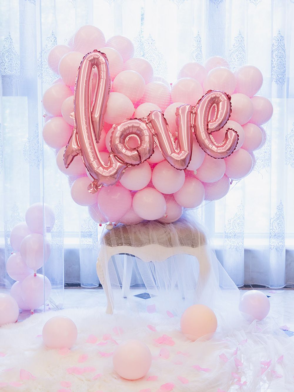 Шар (41"/104 см) Фигура, Надпись "Love", Розовый, 1 шт.