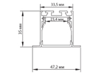 Врезной алюминиевый профиль, 47,2х35х2000. Цвет: Анодированное серебро,Серия:DN8ALE