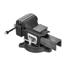 Тиски слесарные BVH-100, 100 мм, поворотные, стальная направляющая, с наковальней //Denzel