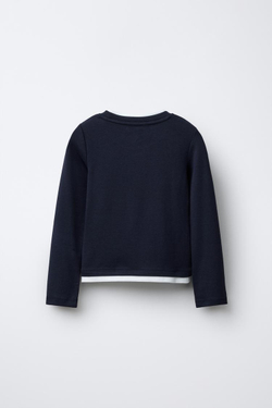 ZARA ДВОЙНАЯ ФУТБОЛКА ИЗ МОДАЛА, МОРСКОЙ СИНИЙ