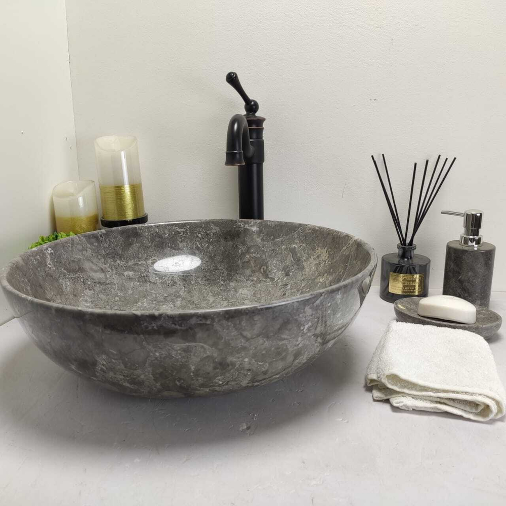 Раковина из мрамора Bowl Grey BM-60578 TinLip 45*45*15