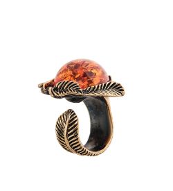 AM-2444 Кольцо «Ива» (латунь, янтарь)