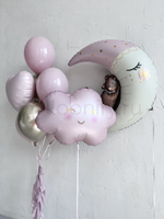 Набор шаров "Мишка в розовых облаках"