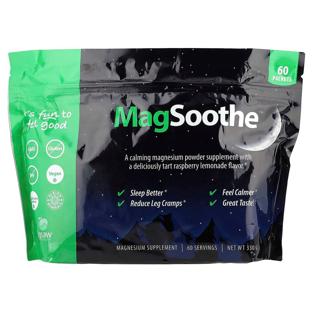 Jigsaw Health, MagSoothe ™, терпкий малиновый лимонад, 60 пакетиков по 5,5 г