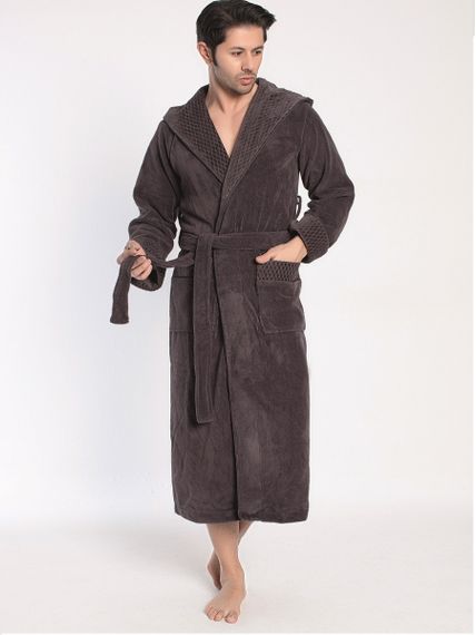 Халат мужской с капюшоном 2805 коричневый Nusa Турция