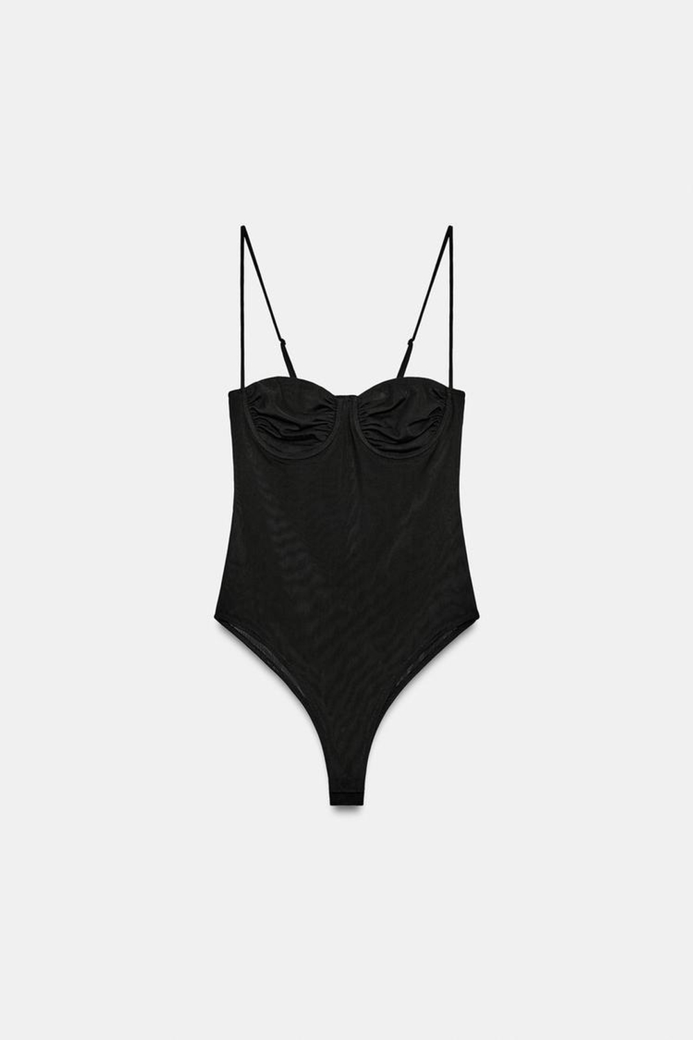 ZARA БОДИ СО СБОРКАМИ, ЧЕРНЫЙ