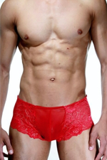 Красные кружевные трусы-хипсы (Размер: S-M) (Цвет: красный)