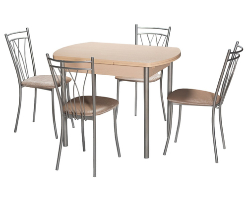 Комплект: Стол М2 дуб светлый со стульями Премьер серебро/бенгал беж
