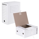 Папка архивная с завязками А4 (325х250 мм), 150 мм, до 1400 листов, микрогофрокартон, БЕЛАЯ, STAFF