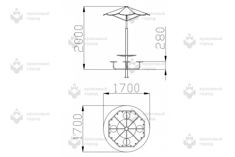 Столик с навесом Семицветик