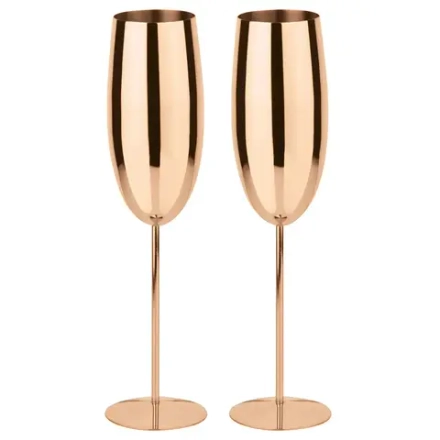 Paderno Набор из 2 бокалов для шампанского Flute медь