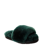 FLUFF SLIDE SLIPPER-dark green