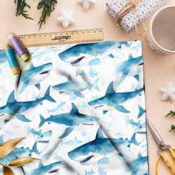 Ткань премиум интерлок стая акул