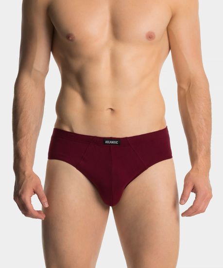 Мужские трусы (3шт) слипы классика Atlantic 3MP-131, темно-синий + бургунди + серый