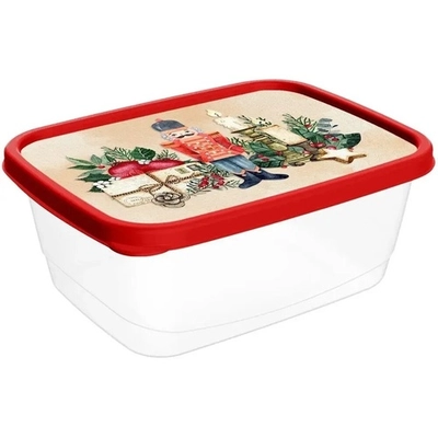 Контейнер для продуктов прямоугольный 0,5л с декором Игрушки, Красный