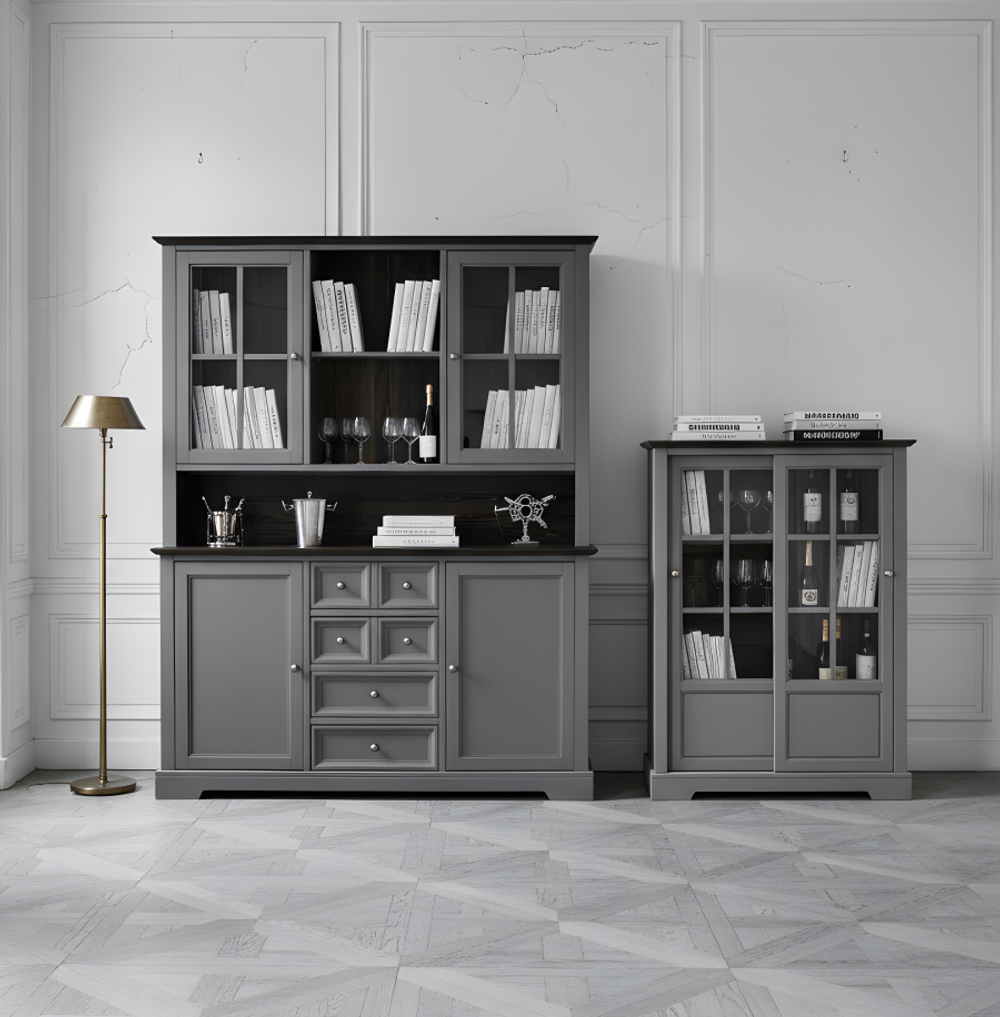 Буфет деревянный с 4 дверями Лэйквью 155х41х202 см, из натуральной сосны