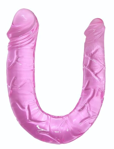 Двухголовый розовый фаллоимитатор - 29,8 см. (Цвет: розовый)