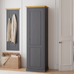 Шкаф распашной для одежды Неаполь из натурального дерева, серый