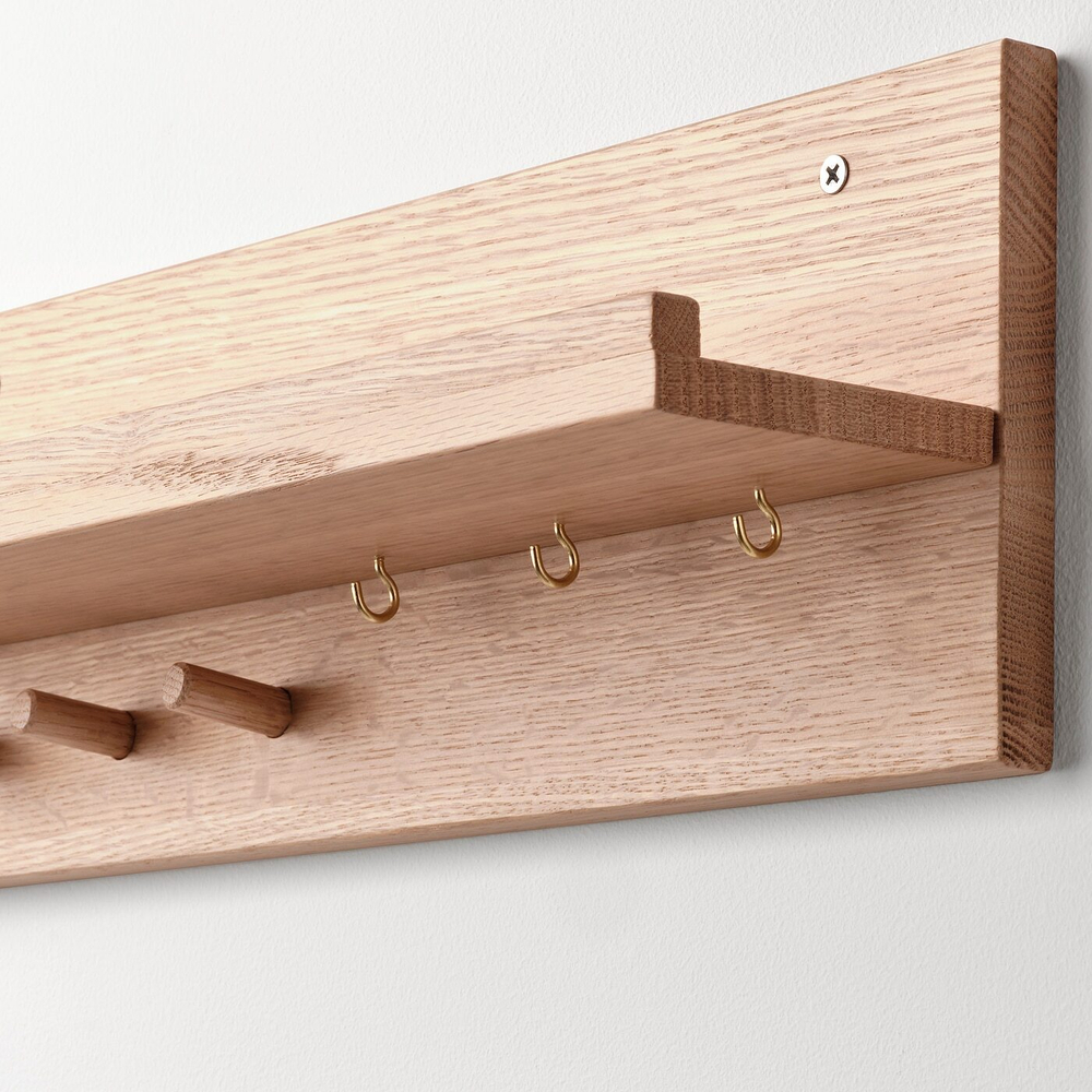 IKEA HÄSTVISKARE  (ИКЕА ХÄСТВИСКАРЕ)  -  Настенный органайзер с крючками, дуб, 42x15x11 см