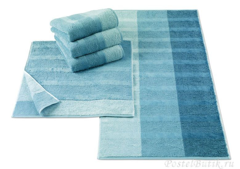 Элитное полотенце махровое Noblesse 1055 Shades голубое от Cawo