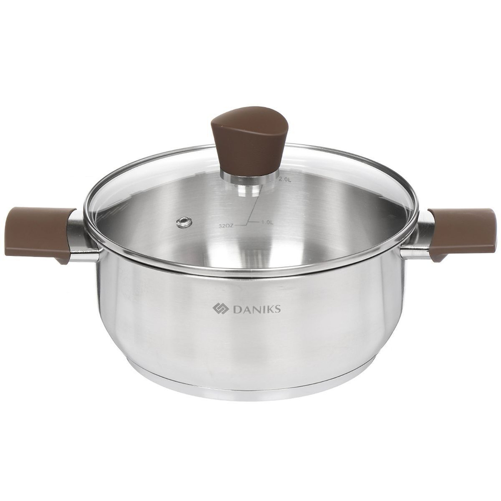 Набор посуды нерж, 6 пр, кастрюли 2.8,4.8 л, ковш 1.4 л, индукц, Daniks, Бруно, SD-A95-6