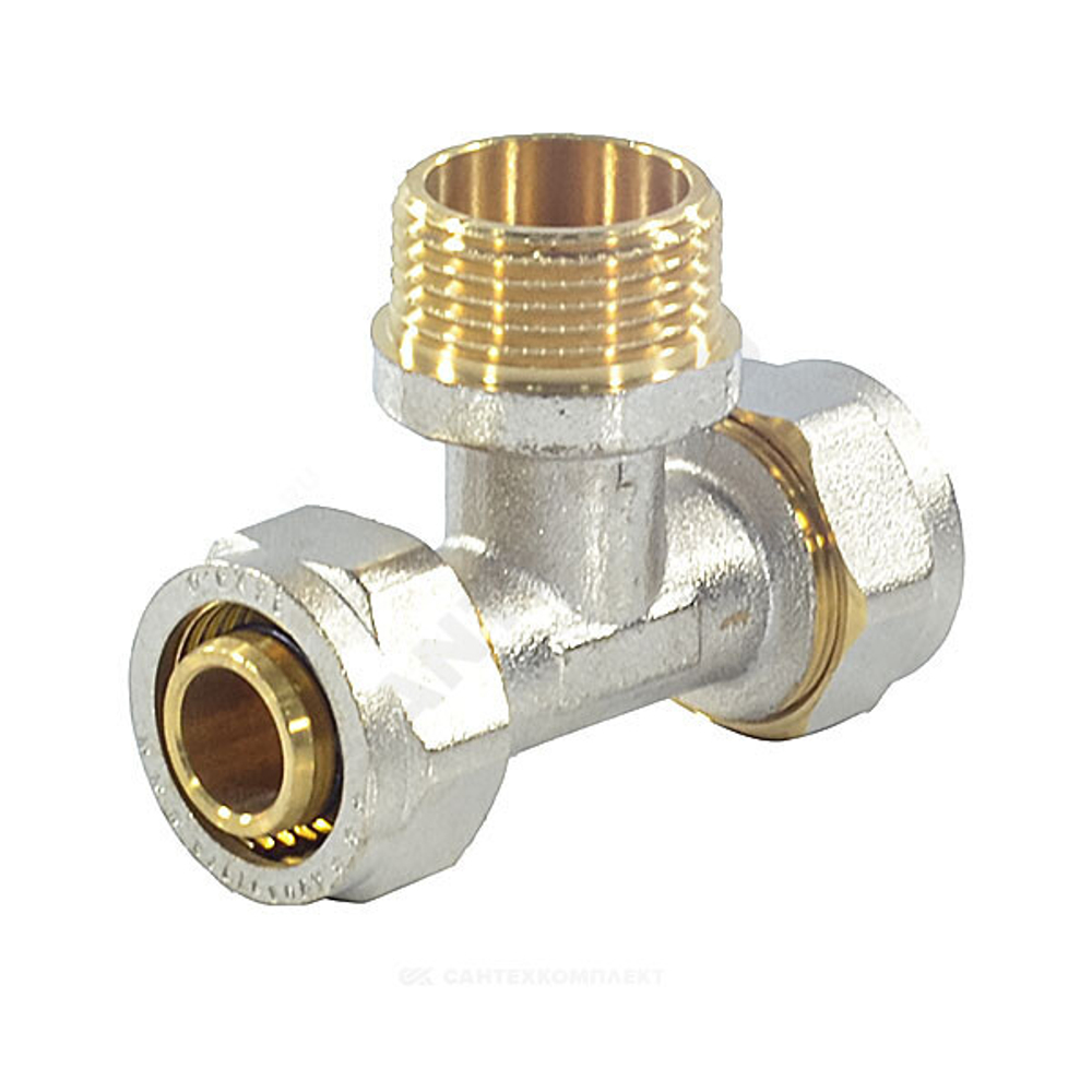 Тройник МП латунь никель обжим Дн 26х3/4"х26 НР ГОСТ 32415-2013 7014 Aquasfera 7014-03