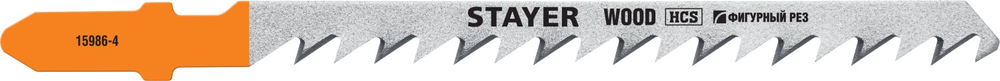 STAYER T244D, 2 шт, 75 мм / 4 мм, T-хвост., HCS сталь, фигурный рез по дереву/ДСП, полотна для лобзика, Professional (15986-4)