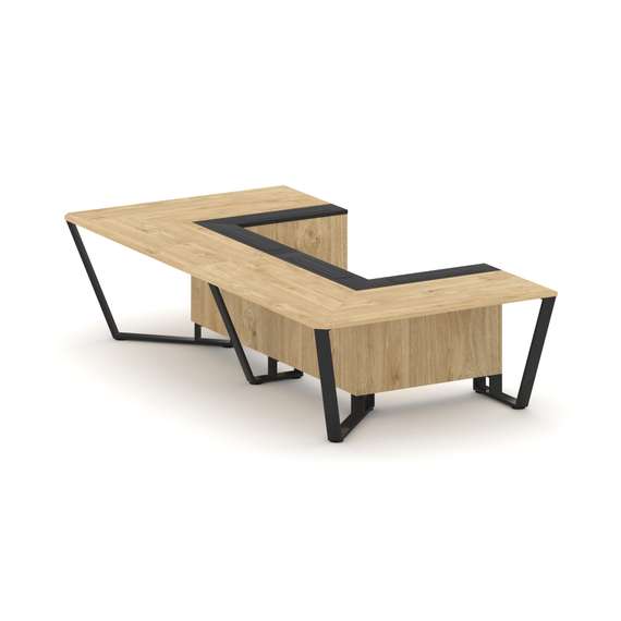 Steel Meet Стол переговорный П-образный KM-PR.B.SP-07P Тиквуд Светлый/Графит Глянец/Металл Черный 16